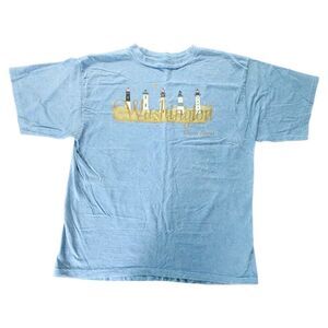 VTG 90s Washington Ocean Shores T Shirt XL Destination Single Stitch Lighthouse